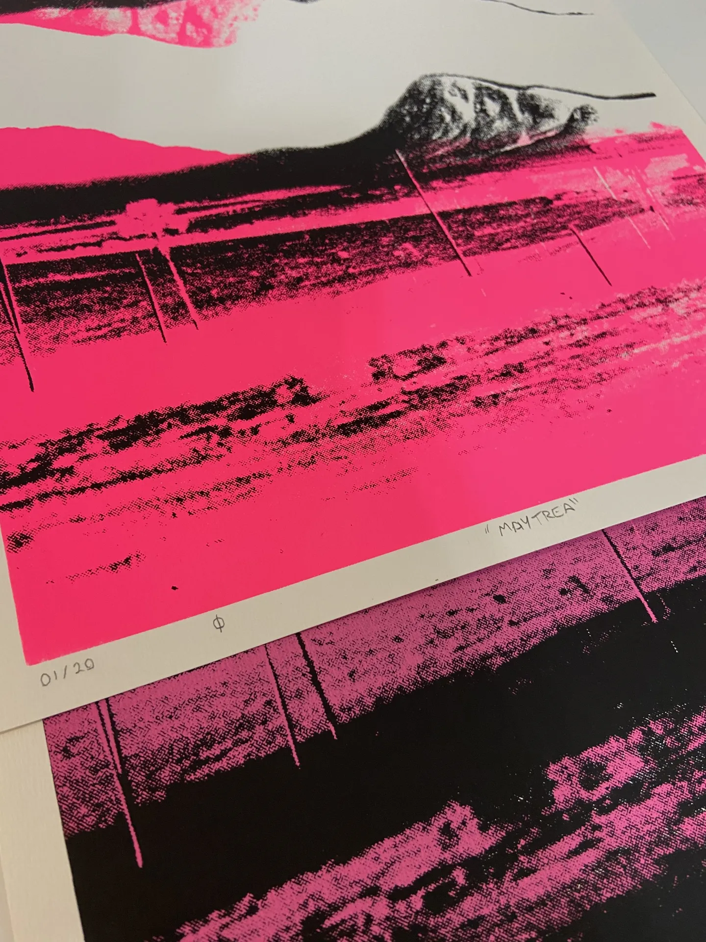 Close-up of a signed print