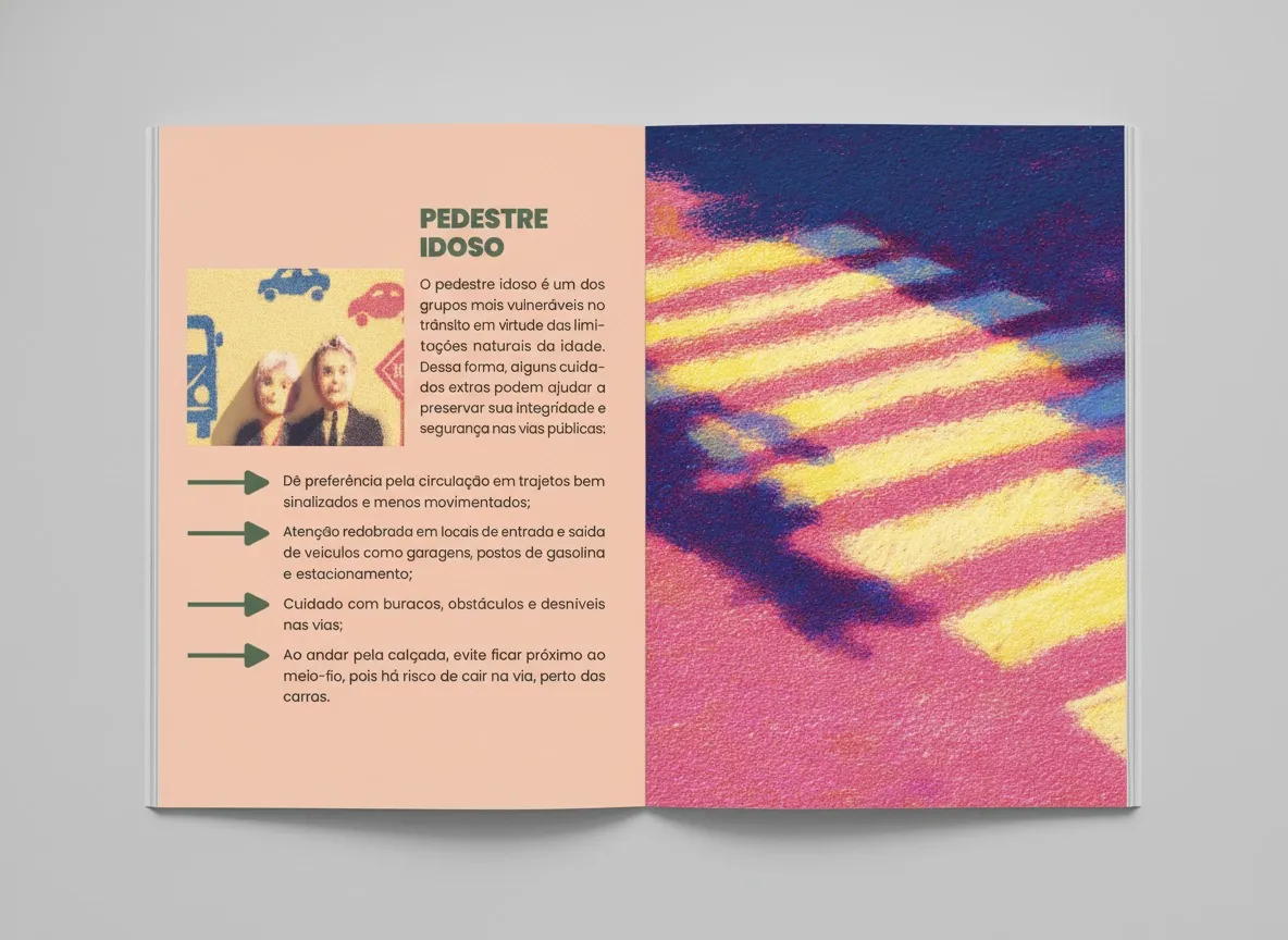 The booklet open on a table