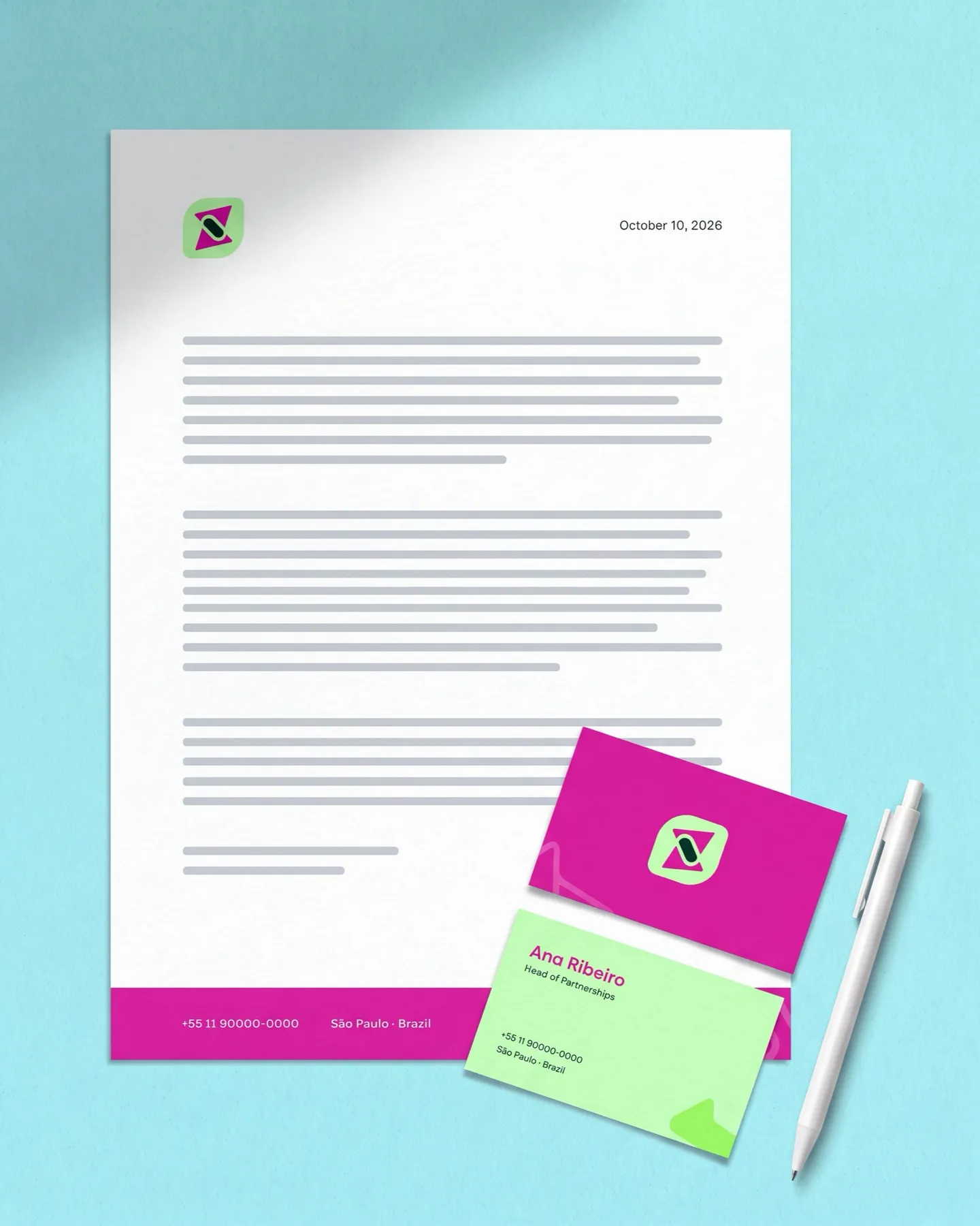 Stationery on white paper