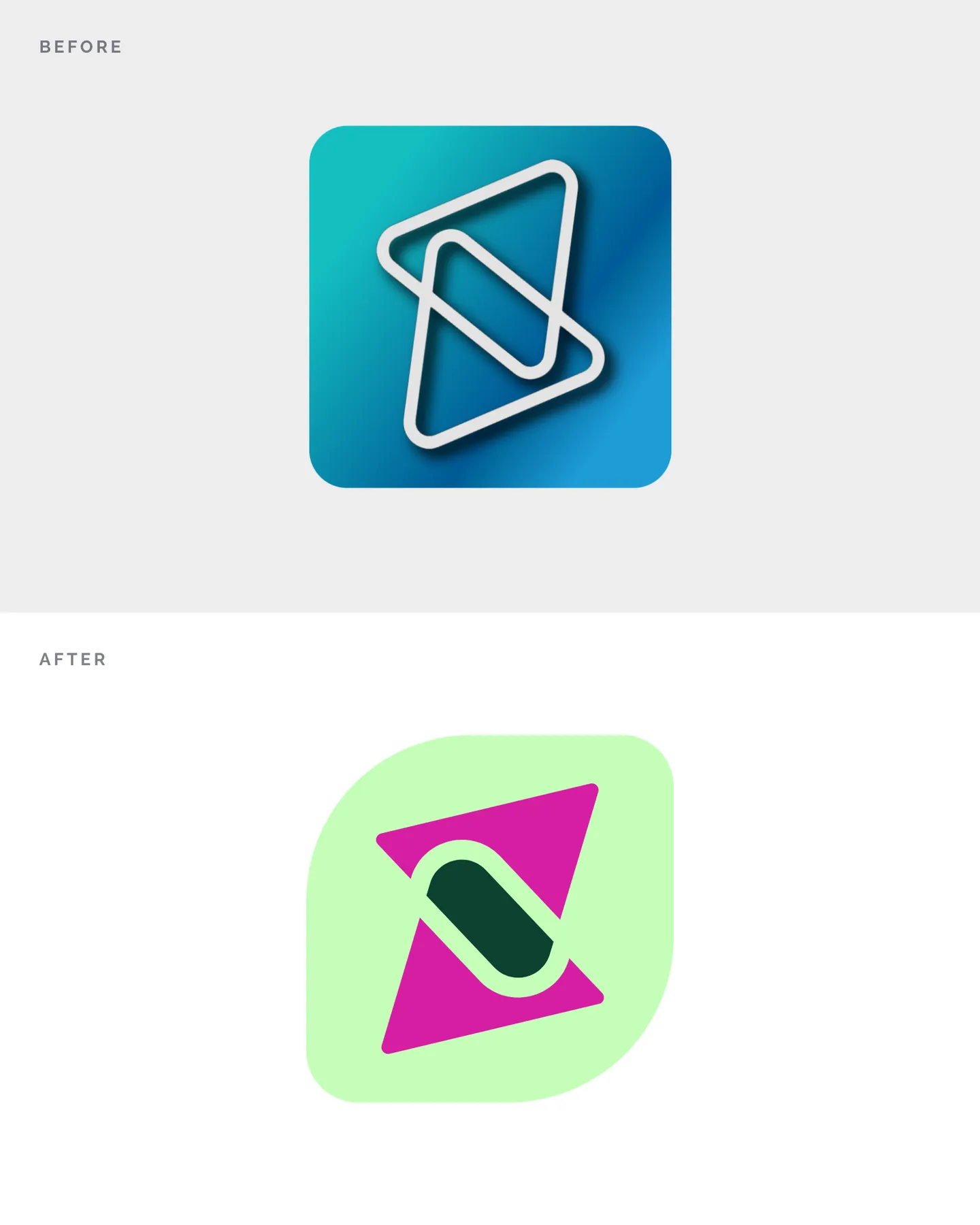 Previous app icon next to the new one